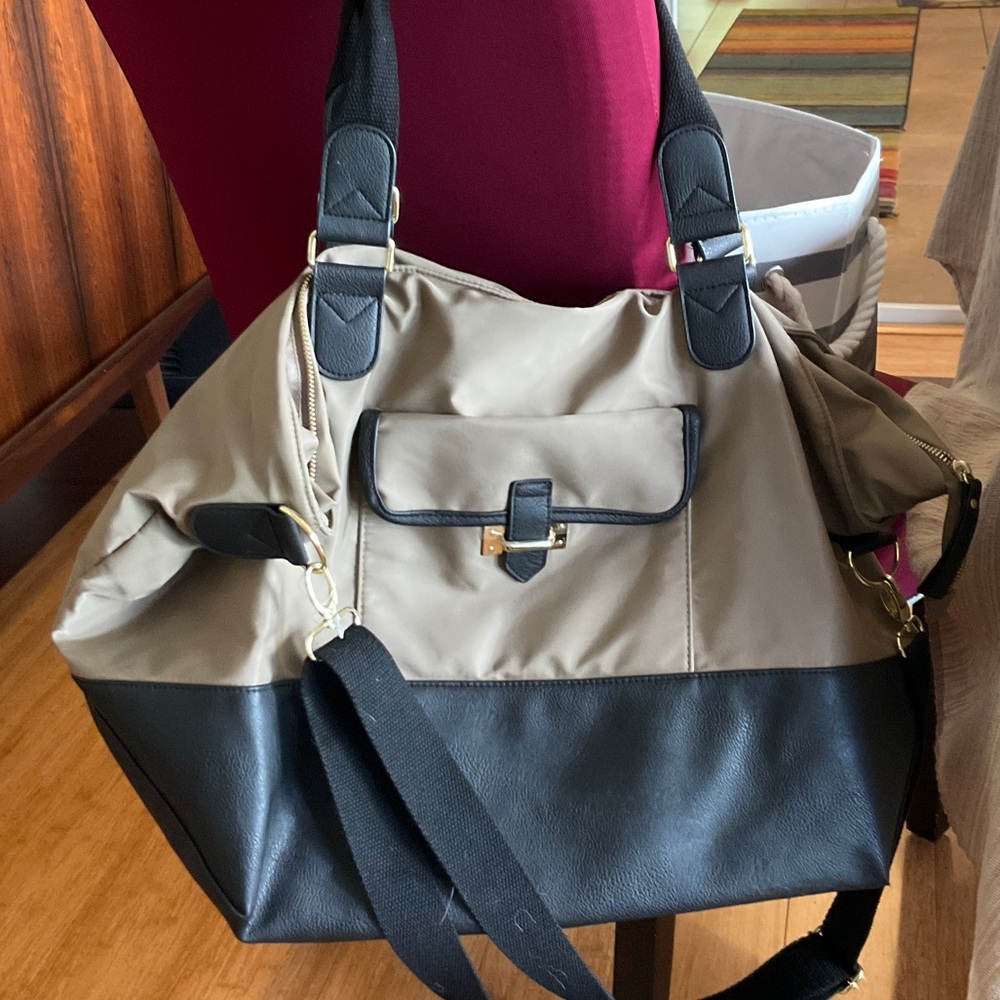 Madden Girl Two-Tone Black and Tan Shoulder Bag